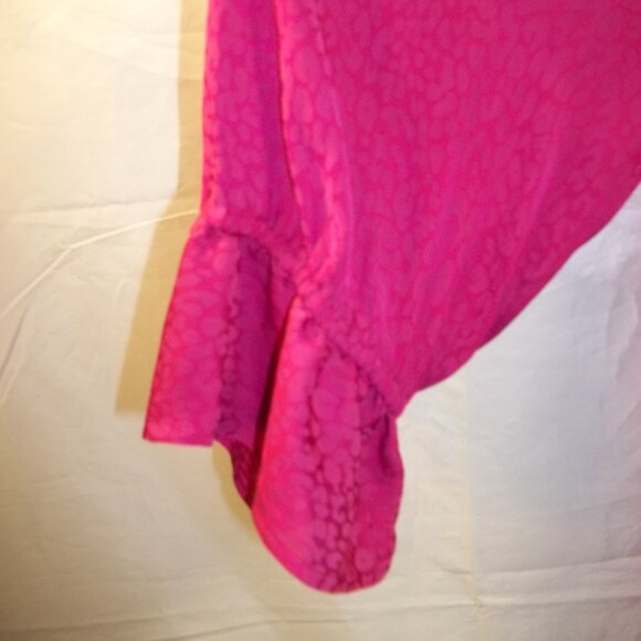 EVRI Womens Peplum Top Blouse Plus Size 1X V-Neck 3/4 Sleeve Animal Print Pink - Picture 4 of 7